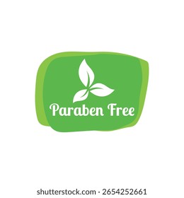 Flat Design Paraben Free Logo with Botanical Element