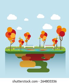 Ilustración de un parque de diseño plano