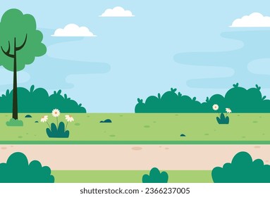 Flat design of park landscape vector