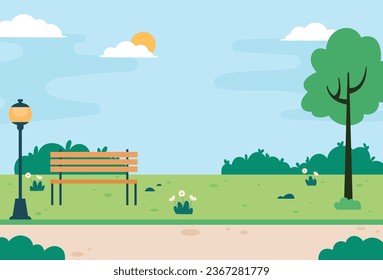 Flat design of park landscape vector illustration