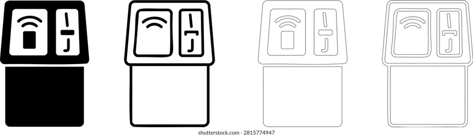 Flat design parking meter icons with wi-fi and payment symbols Editable