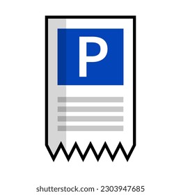 Flat design parking ticket icon. Vector.