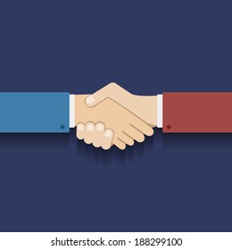 Flat Design Partnership Symbol Businessman Handshake Vector Illustration