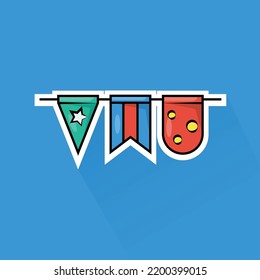 Flat Design of Party Flag, can be use as Sticker, Logo, and Poster