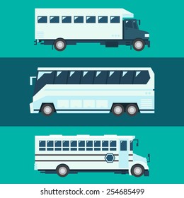 Flat design of passenger bus set illustration vector