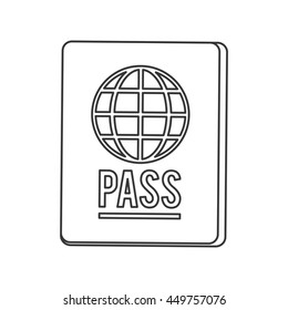 flat design passport with earth diagram icon vector illustration line design