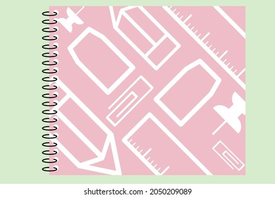 flat design Pastel color notebook vector image On an Pastel color background.Cute concept,minimal,cartoon.