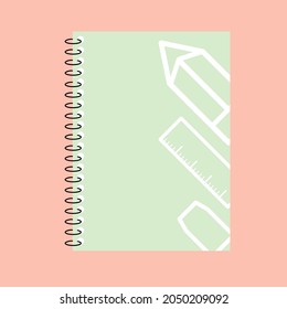 flat design Pastel color notebook vector image On an Pastel color background.Cute concept,minimal,cartoon.