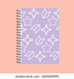 diseño plano Color Pastel imagen vectorial de bloc de notas en color En un fondo de color Pastel.Concepto lindo,minimalista,dibujos animados.