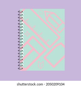 flat design Pastel color notebook vector image On an Pastel color background.Cute concept,minimal,cartoon.