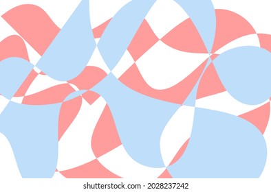 Flat design of pastel pink and blue color abstract background on white. Fabric abstract design for home decoration, Wrapping paper design.