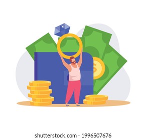 Flat design pawnshop icon with colorful money jewelry character symbols vector illustration