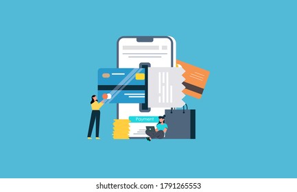 Flat design payment gateway illustration concept