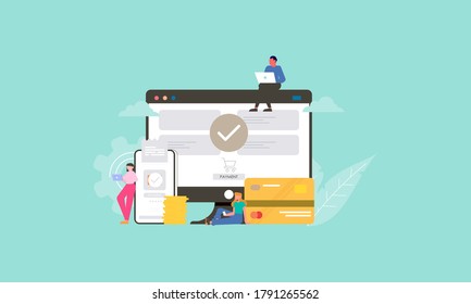 Flat Design Payment Gateway Illustration Concept