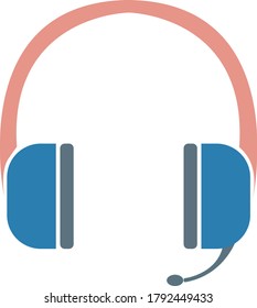 Flat Design of PC Headphones with Microphone (Mic)