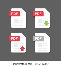 Diseño plano con archivos PDF descargar documento,icono,conjunto de símbolos, ilustración de elemento de diseño vectorial