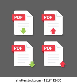Flat design with PDF files download document,icon,symbol set, vector design element illustration