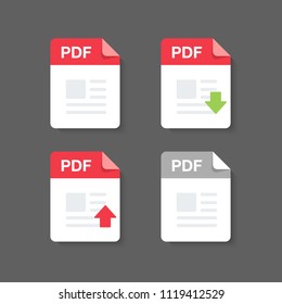 Flat design with PDF files download document,icon,symbol set, vector design element illustration