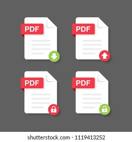 Flat design with PDF files download document,icon,symbol set, vector design element illustration