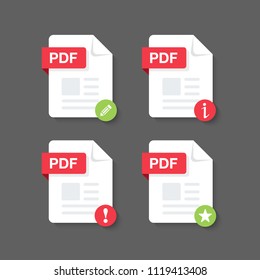 Flat design with PDF files download document,icon,symbol set, vector design element illustration