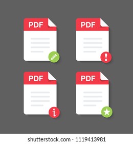 Flat design with PDF files download document,icon,symbol set, vector design element illustration