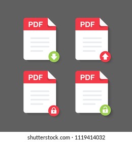 Flat design with PDF files download document,icon,symbol set, vector design element illustration