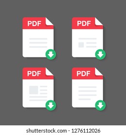 Flat design with PDF files download document,icon,symbol set, vector design element illustration