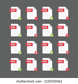 Flat design with PDF files download document,icon,symbol set, vector design element illustration