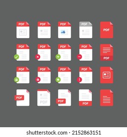 Flat design with PDF files icon set ,symbol set, vector design element illustration