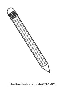 flat design pencil with eraser icon vector illustration