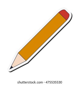 flat design pencil with eraser icon vector illustration