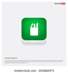 Flat design pencil icon Green Web Button