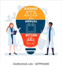 Flat design with people. AAR - Average Annual Return acronym, business concept background. Vector illustration for website banner, marketing materials, business presentation, online advertising.