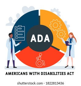 Flat design with people. ADA -  Americans with Disabilities Act, medical concept. Vector illustration for website banner, marketing materials, business presentation, online advertising