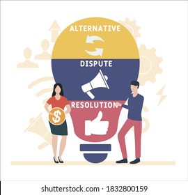 Flat design with people. ADR - Alternative Dispute Resolution acronym. business concept background. Vector illustration for website banner, marketing materials, business presentation, online advertis