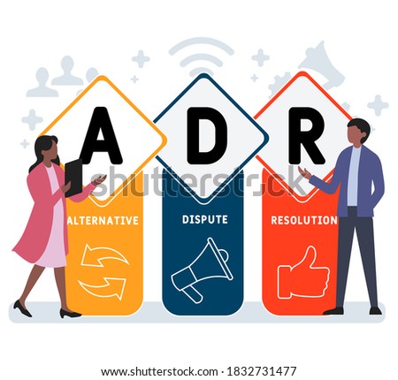 Flat design with people. ADR - Alternative Dispute Resolution acronym. business concept background. Vector illustration for website banner, marketing materials, business presentation, online advertis