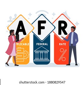 Flat design with people. AFR - Applicable Federal Rate acronym, business concept background.   Vector illustration for website banner, marketing materials, business presentation, online advertising.
