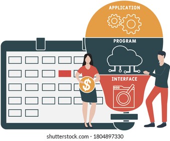 Flat design with people. application program interface - API.  business concept background. Vector illustration for website banner, marketing materials, business presentation, online advertising
