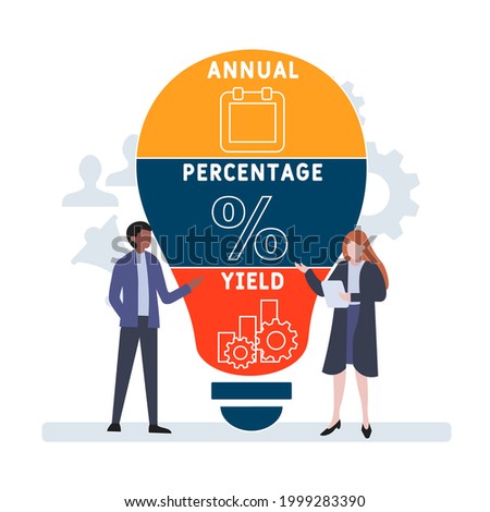 Flat design with people. APY - Annual Percentage Yield acronym. business concept background. Vector illustration for website banner, marketing materials, business presentation, online advertising