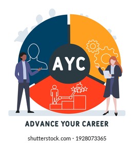 Flat design with people. AYC - Advance Your Career. acronym, business concept background.   Vector illustration for website banner, marketing materials, business presentation, online