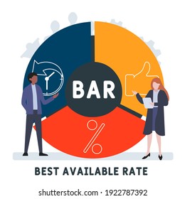 Flat design with people. BAR - Best Available Rate. acronym, business concept background. Vector illustration for website banner, marketing materials, business presentation, online