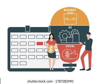Flat design with people. BAU - Business as Usual. business concept background. Vector illustration for website banner, marketing materials, business presentation, online advertising.