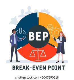 Flat design with people. BEP - Break-Even Point acronym. business concept background. Vector illustration for website banner, marketing materials, business presentation, online advertising