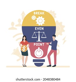 Flat design with people. BEP - Break-Even Point acronym. business concept background. Vector illustration for website banner, marketing materials, business presentation, online advertising