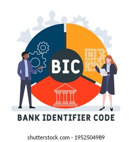 Flat design with people. BIC - Bank Identifier Code  acronym, business concept background.   Vector illustration for website banner, marketing materials, business presentation, online advertising.