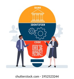 Flat design with people. BIC - Bank Identifier Code  acronym, business concept background.   Vector illustration for website banner, marketing materials, business presentation, online advertising.