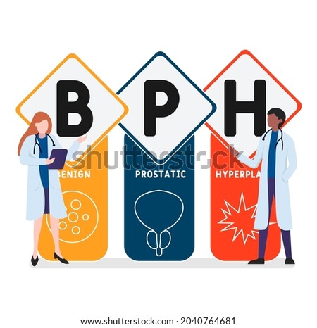 Flat design with people. BPH - Benign Prostatic Hyperplasia acronym. medical concept background. Vector illustration for website banner, marketing materials, business presentation, online advertising