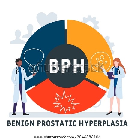 Flat design with people. BPH - Benign Prostatic Hyperplasia acronym. medical concept background. Vector illustration for website banner, marketing materials, business presentation, online advertising