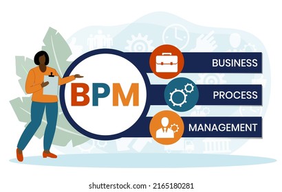 Flat design with people. BPM - Business Process Management. business concept background. Vector illustration for website banner, marketing materials, business presentation, online advertising