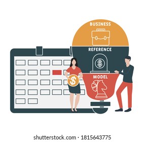 Flat design with people. BRM - Business Reference Model. acronym business concept. Vector illustration for website banner, marketing materials, business presentation, online advertising
